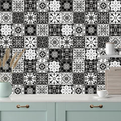 10pcs Waterproof Patterned Wall Tile Stickers - Easy Installation & Removal