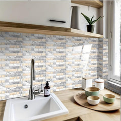 48pcs Marble Tile Stickers Peel & Stick for Bathroom Kitchen Backsplash
