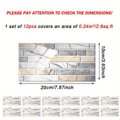 48pcs Marble Tile Stickers Peel & Stick for Bathroom Kitchen Backsplash