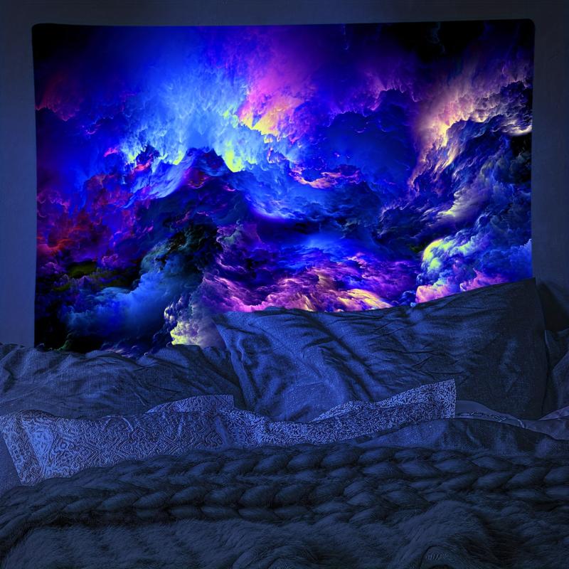 Modern Galaxy Fluorescent Tapestry Outer Space UV BlackLight Wall Hanging