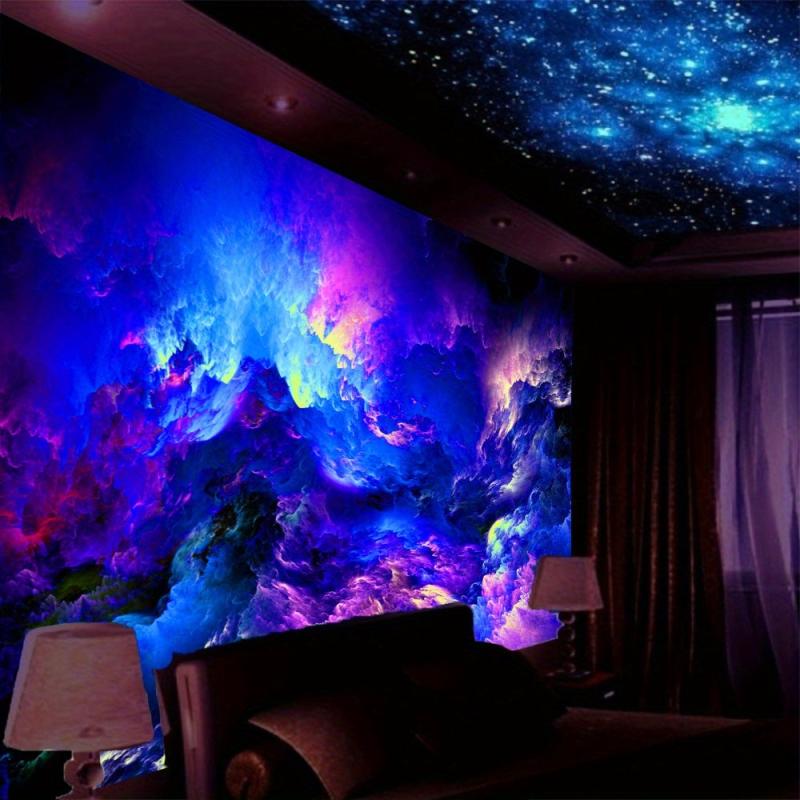 Modern Galaxy Fluorescent Tapestry Outer Space UV BlackLight Wall Hanging