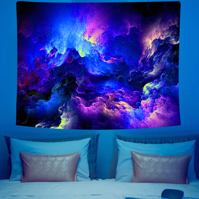 Modern Galaxy Fluorescent Tapestry Outer Space UV BlackLight Wall Hanging