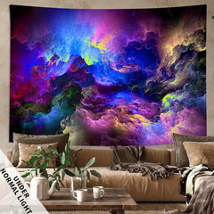 Modern Galaxy Fluorescent Tapestry Outer Space UV BlackLight Wall Hanging