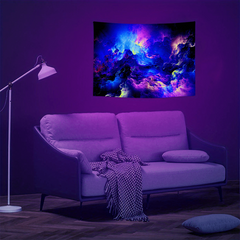 Modern Galaxy Fluorescent Tapestry Outer Space UV BlackLight Wall Hanging
