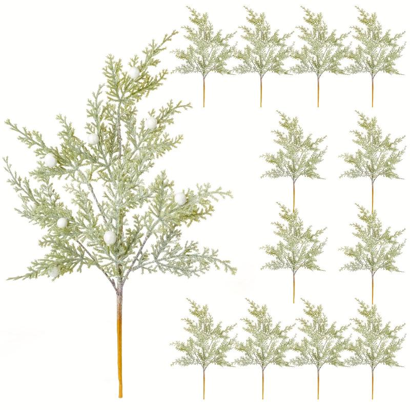 4pcs Christmas Artificial Berries Pine Branches Faux Cedar Picks