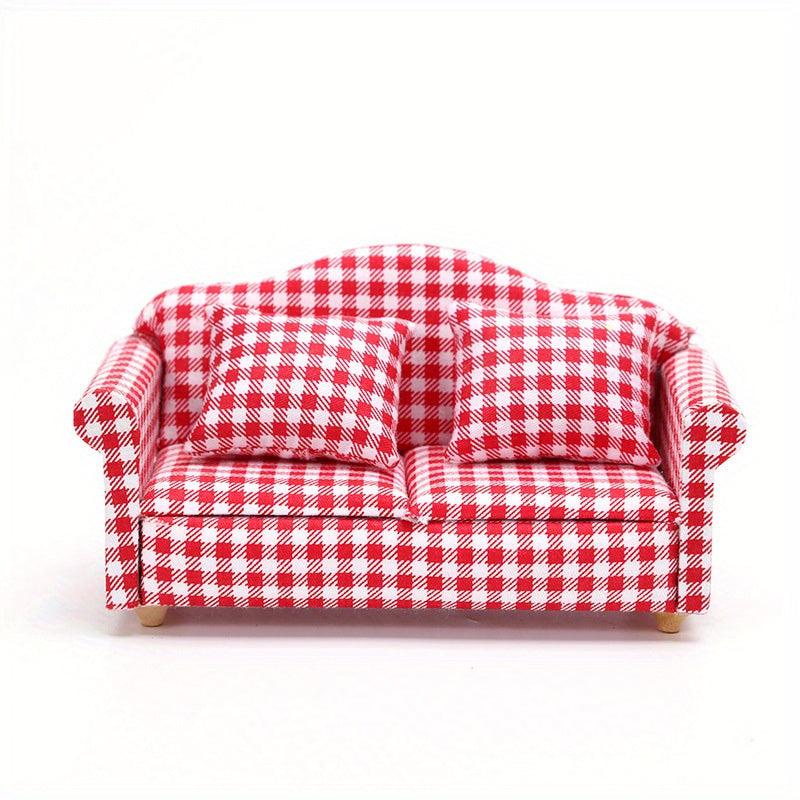 1:12 Scale Wooden Dollhouse Furniture Sofa Arm Chair with Pillow