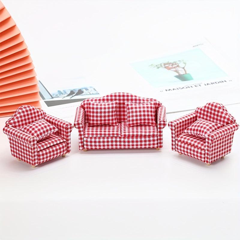 1:12 Scale Wooden Dollhouse Furniture Sofa Arm Chair with Pillow