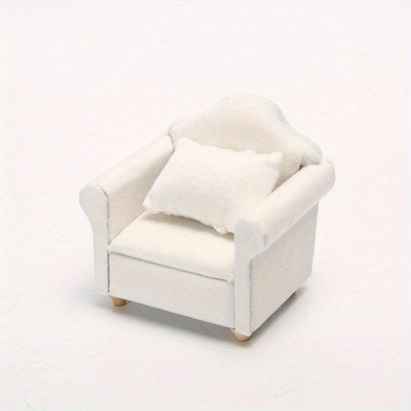 1:12 Scale Wooden Dollhouse Furniture Sofa Arm Chair with Pillow