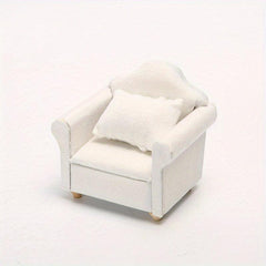 1:12 Scale Wooden Dollhouse Furniture Sofa Arm Chair with Pillow
