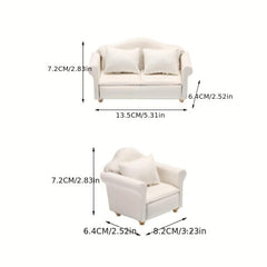 1:12 Scale Wooden Dollhouse Furniture Sofa Arm Chair with Pillow