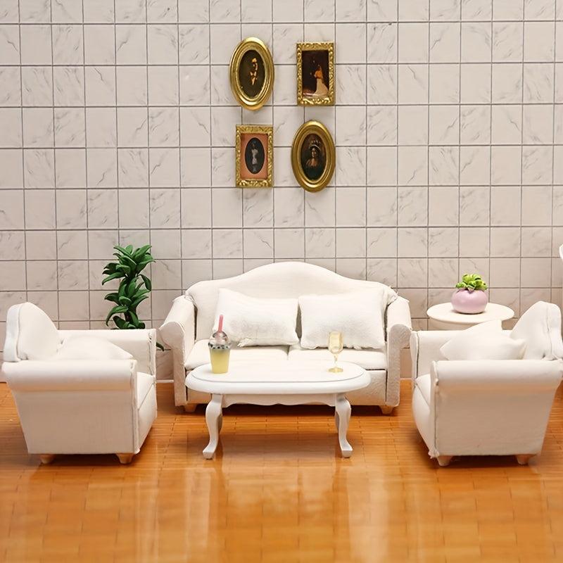 1:12 Scale Wooden Dollhouse Furniture Sofa Arm Chair with Pillow