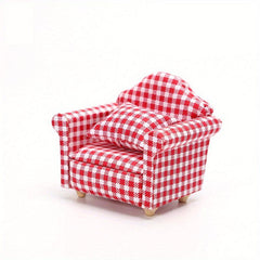 1:12 Scale Wooden Dollhouse Furniture Sofa Arm Chair with Pillow