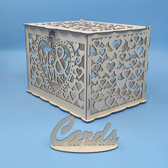 Large Rustic Wooden Wedding Card Box with Lock Slot