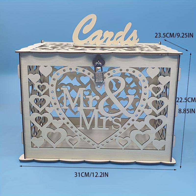 Large Rustic Wooden Wedding Card Box with Lock Slot