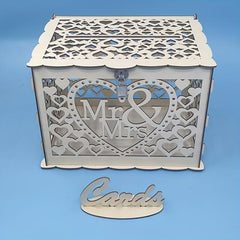 Large Rustic Wooden Wedding Card Box with Lock Slot