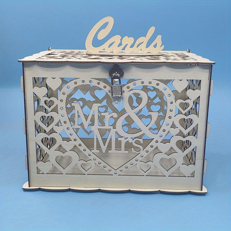 Large Rustic Wooden Wedding Card Box with Lock Slot