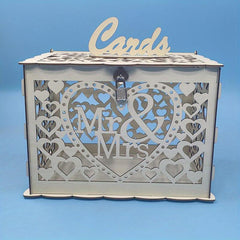 Large Rustic Wooden Wedding Card Box with Lock Slot