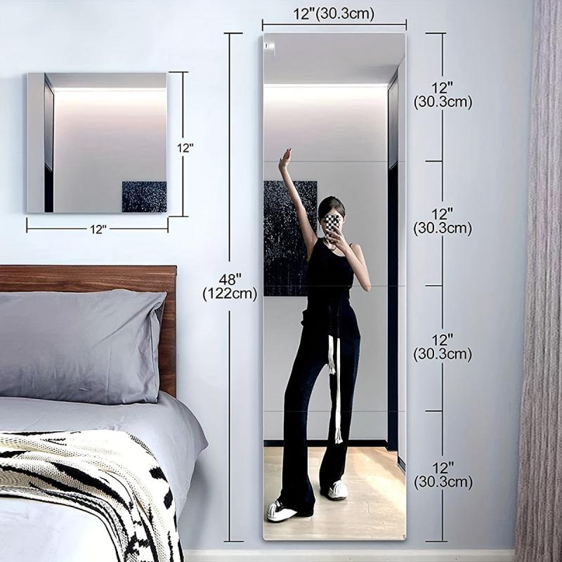 4pcs Waterproof Acrylic Mirror Sticker Self Adhesive
