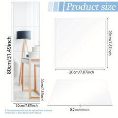 4pcs Waterproof Acrylic Mirror Sticker Self Adhesive