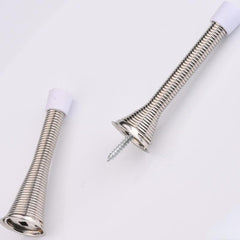 Flexible Spring Door Stopper Rubber Bumper Tips Satin Nickel Finish