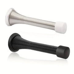 Flexible Spring Door Stopper Rubber Bumper Tips Satin Nickel Finish