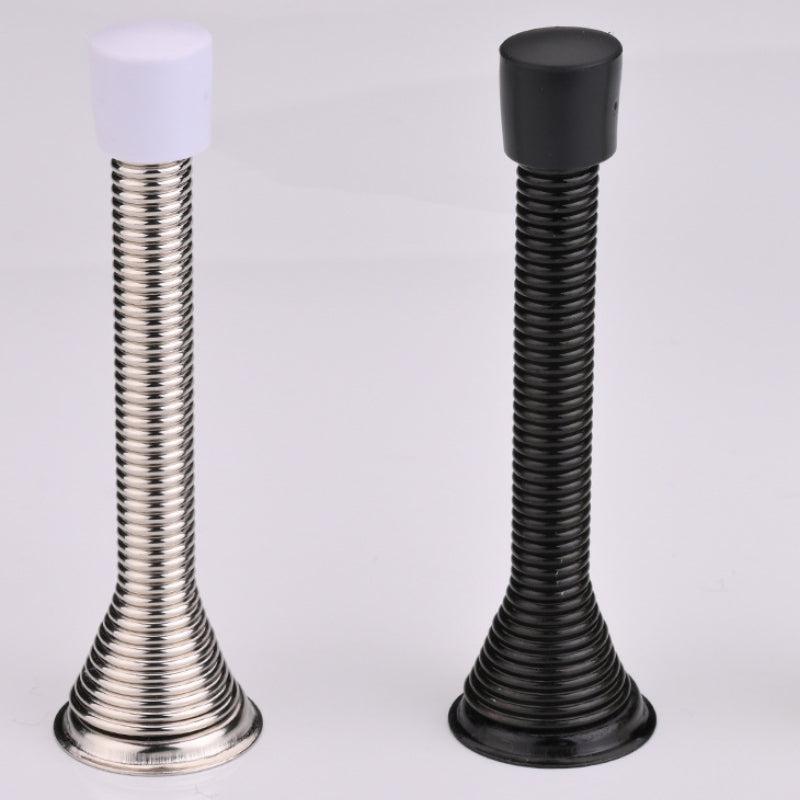 Flexible Spring Door Stopper Rubber Bumper Tips Satin Nickel Finish