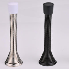 Flexible Spring Door Stopper Rubber Bumper Tips Satin Nickel Finish