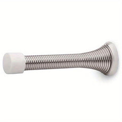 Flexible Spring Door Stopper Rubber Bumper Tips Satin Nickel Finish