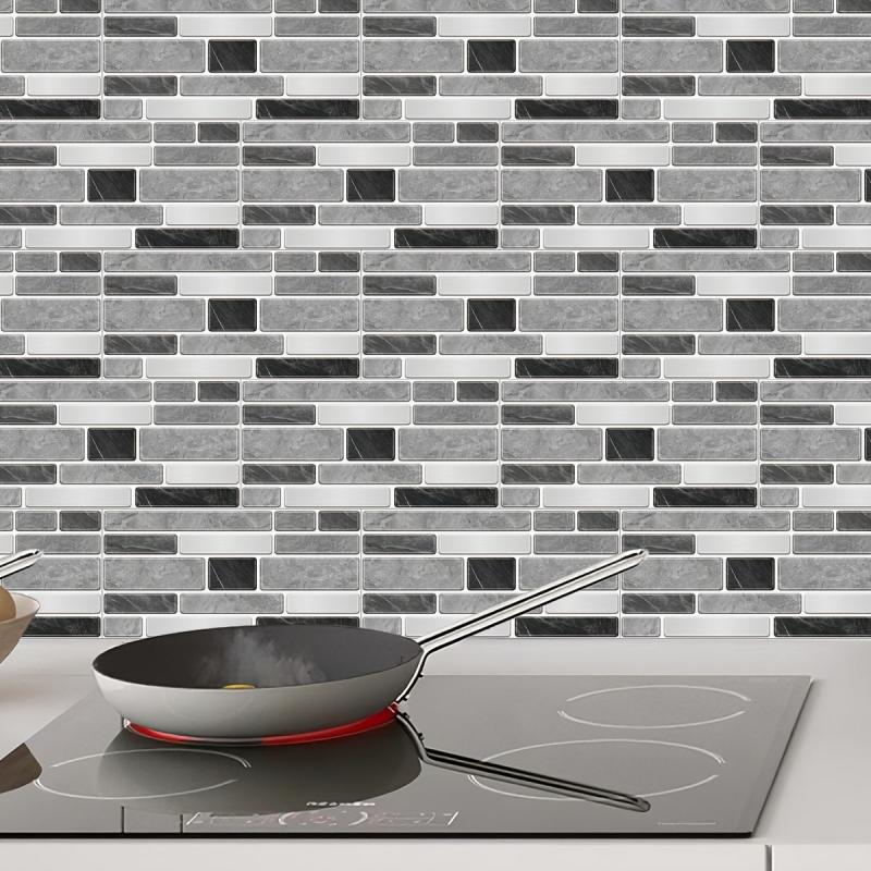 5PCS Industrial Style Gray Wall Tiles Kitchen Wallpaper Waterproof