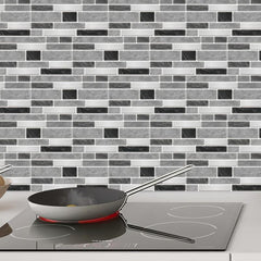 5PCS Industrial Style Gray Wall Tiles Kitchen Wallpaper Waterproof