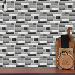 5PCS Industrial Style Gray Wall Tiles Kitchen Wallpaper Waterproof