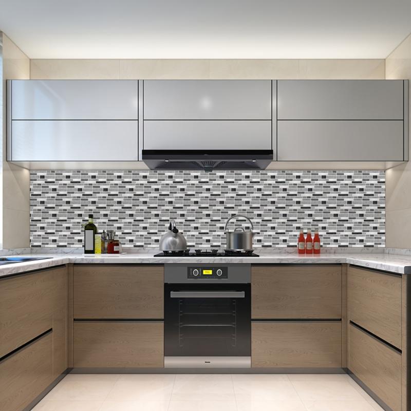 5PCS Industrial Style Gray Wall Tiles Kitchen Wallpaper Waterproof