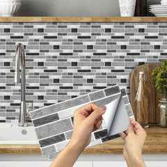 5PCS Industrial Style Gray Wall Tiles Kitchen Wallpaper Waterproof