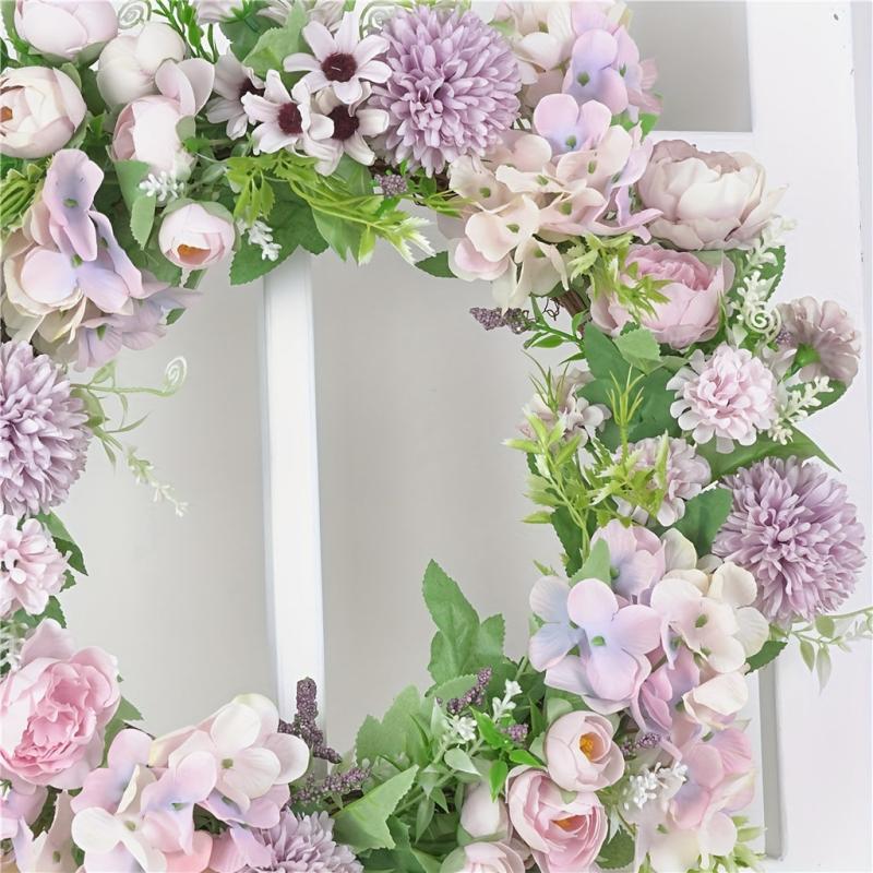 Peony Summer Front Door Wreath 38cm Artificial Wreath Indoor Outdoor Decoration