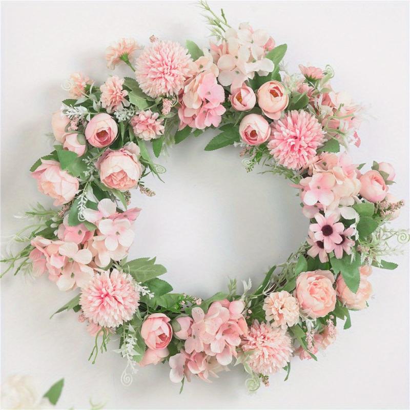 Peony Summer Front Door Wreath 38cm Artificial Wreath Indoor Outdoor Decoration