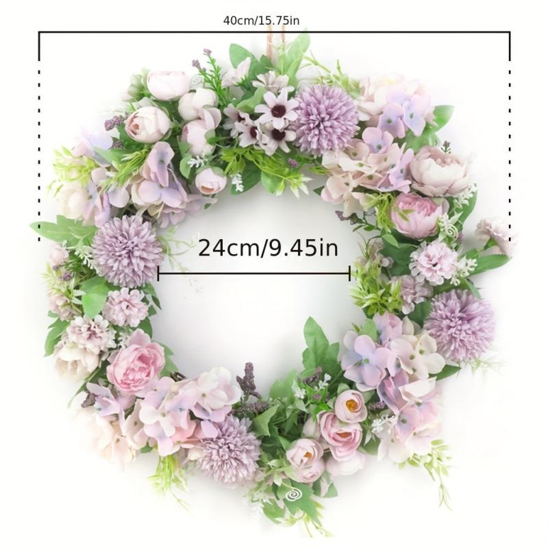 Peony Summer Front Door Wreath 38cm Artificial Wreath Indoor Outdoor Decoration