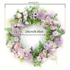 Peony Summer Front Door Wreath 38cm Artificial Wreath Indoor Outdoor Decoration