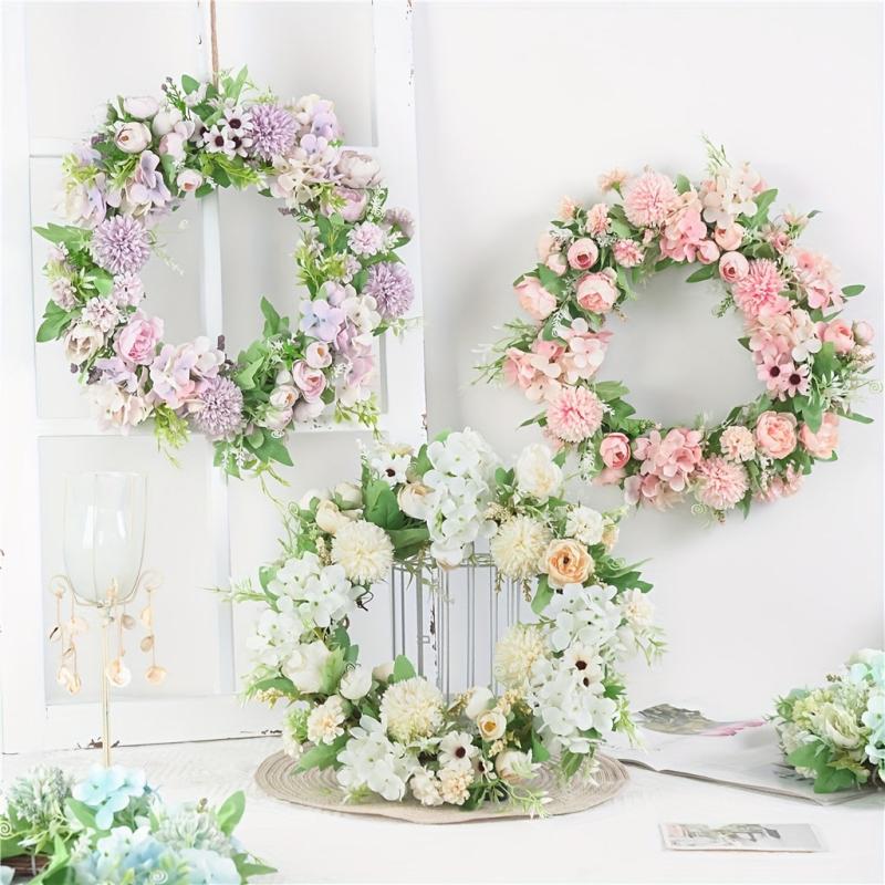 Peony Summer Front Door Wreath 38cm Artificial Wreath Indoor Outdoor Decoration