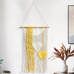 Bohemian Tapestry with Leaf Pattern and Tassel for Bedroom/Living Room