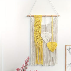 Bohemian Tapestry with Leaf Pattern and Tassel for Bedroom/Living Room
