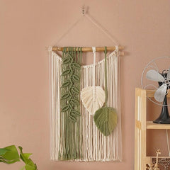 Bohemian Tapestry with Leaf Pattern and Tassel for Bedroom/Living Room