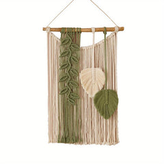 Bohemian Tapestry with Leaf Pattern and Tassel for Bedroom/Living Room