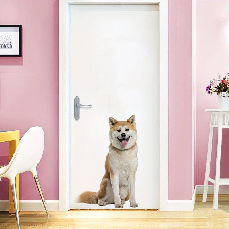 Creative Dog Door Sticker Shiba Inu Pattern Wall Sticker