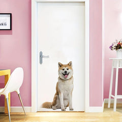 Creative Dog Door Sticker Shiba Inu Pattern Wall Sticker