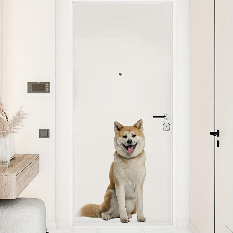 Creative Dog Door Sticker Shiba Inu Pattern Wall Sticker