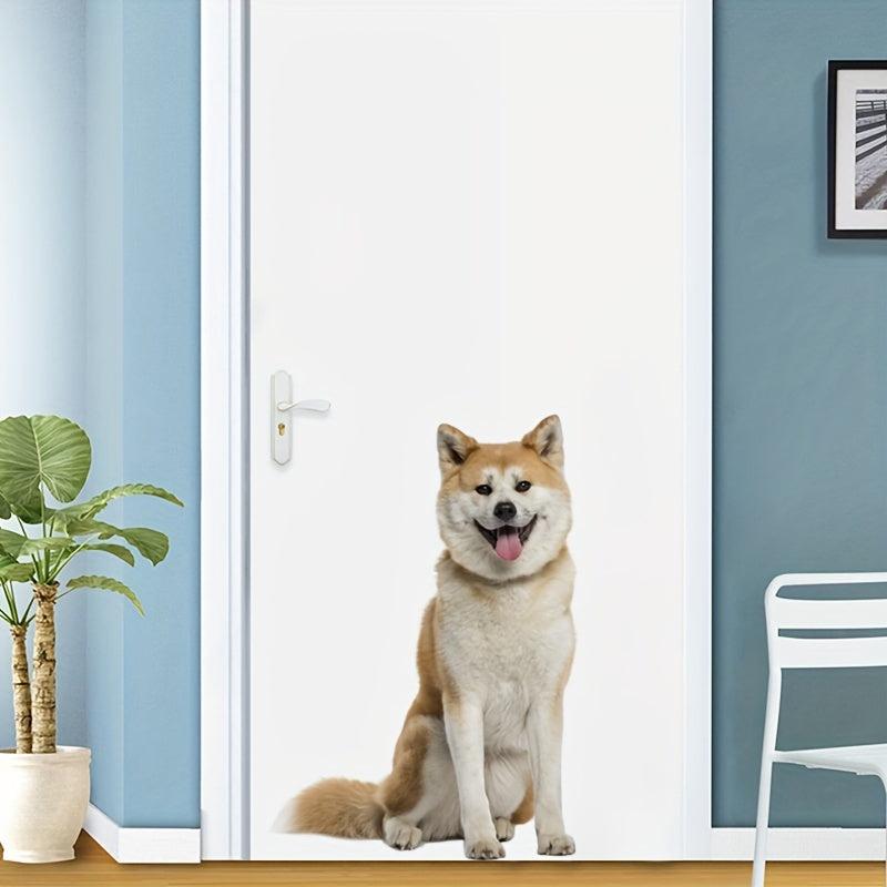 Creative Dog Door Sticker Shiba Inu Pattern Wall Sticker