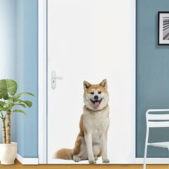 Creative Dog Door Sticker Shiba Inu Pattern Wall Sticker