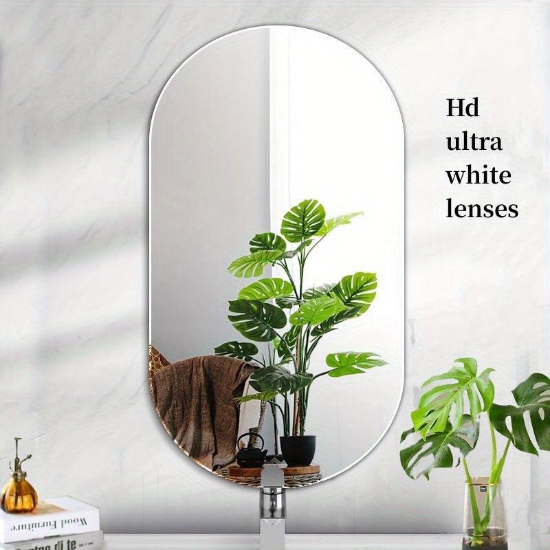 Oval Bathroom Wall Mirror Aluminum Frame Hanging Modern Decor