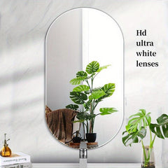 Oval Bathroom Wall Mirror Aluminum Frame Hanging Modern Decor