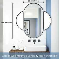 Oval Bathroom Wall Mirror Aluminum Frame Hanging Modern Decor